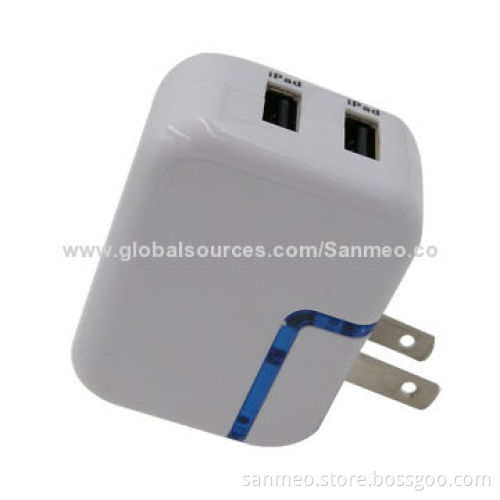 2.1A dual USB wall charger for iPhone 5/5G/4S/4GS/3GS/iPad, high-speed charging intelligenceNew